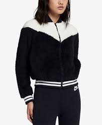 Black And White Bomber Jacket Womens Black White Size Small Nike Sportswear Fleece Bomber Jacket Jackets Women Macy S Bomber Jacket Women Cropped Bomber Jacket Womens Cropped Jacket