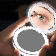 Portable Mini Led Makeup Vanity Mirror Led Lights Magnification Foldable Cosmetic Round Light Up Magnifying Mirror Home Travel Makeup Mirrors Aliexpress