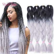 Ombre Grey Jumbo Braiding Hair Synthetic Two Tone Hair Color Black Brown Jumbo Braids Bulks Extension Cheveux 24inch Ombre Box Braids Hair From Useful Hair 3 Hair Color For Black Hair Braided