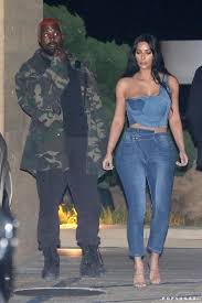 Available in silver and rose gold choker lobster clasp closure with extension chain rhinestones, plated base metal imported. Kim Kardashian Denim Outfit With Kanye West February 2019 Popsugar Fashion