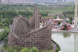 Wooden Rollercoaster Fireball Happy Valley China Roller Coaster Happy Valley Theme Park