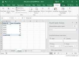 ms excel 2016 how to change data source for a pivot table