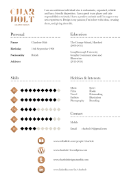 I have x years experience of working in a customer service/relations environment and i feel that throughout the years i have perfected my. Personal Project Creative Cv Char Holt