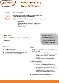 The management of health and safety at work regulations (mhswr) 1999 (regulation 5) also relates to the health and safety policy. Health And Safety Policy Statement Hohepa