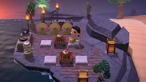 Sunset Cocktails At The Tiki Bar Anyone Ac Newhorizons Animal Crossing Wild World New Animal Crossing Animal Crossing