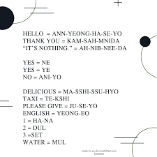 Basic Korean Words For Tourists Pronunciation Flashcard Korean Words Korean Phrases Easy Korean Words