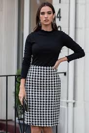 Black And White Houndstooth Skirt Outfit Simone Houndstooth Pencil Skirt Houndstooth Pencil Skirt Houndstooth Skirt Outfit Pencil Skirt
