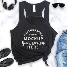 Tank Top Mockup Tank Mockup Bella Canvas Flowy Racerback Tank 8800 Mockup Color Black Workout Shirts Tank Tops