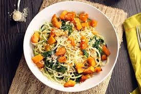 Roasted Butternut Squash Zucchini Pasta With Kale Apricots And Wheatberries Roasted Butternut Roasted Butternut Squash Spiralizer Recipes