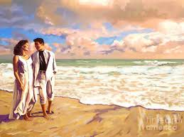 With his paintbrush, marshall sought to normalize the banal elements of black life that are nearly always overlooked by art, film, and cultural representation. Couple Walking Together On The Beach Art Print By Tim Gilliland