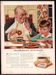 1943 J C Leyendecker Grandfather Grandson Dunking Donuts Pan American Coffee Ad Illyustracii Retro Risunki