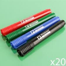 20 X Thick Drywipe Marker Pens Easy Wipe Bullet Tip Flip