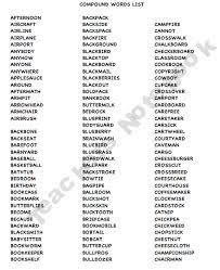 A very thorough list of compound words in alphabetical order. Compound Words List Compound Words Word List Reading Foundational Skills