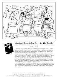 The lord's prayer file folder game. Coloring Page Miracles In The Bible An Angel Opens The Prison Door For The Disciples