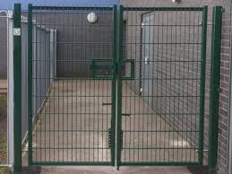 Double Leaf Gate 1 8mtr High X 2 250mtr Wide Clad In 868 Welded Mesh Galvanised And Ppc Green Ral6005 Fencing Gates Gate Modern Garden