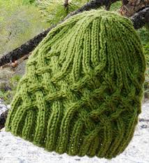 In knitting, unlike jacquard weaves, a set of $n$ loops may be combined in topologically nontrivial ways to create $n$ stitches that are not pairwise associated. Knotty But Nice Hat Knitty Winter 2009