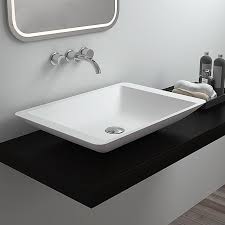 Vasque Rectangle A Poser En Pierre Artificielle Blanc Avec Pente Pour Salle De Bains Pierre Artificielle Plan Vasque Vasque