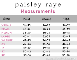 Paisley Raye Size Chart And Measurements Princess Polliwog