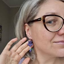 Wild Viola Flower Dangle Earrings