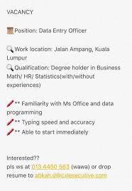 Indeed ranks job ads based on a combination of employer bids and relevance, such as your search terms and other activity on indeed. Mkh Job Career On Twitter Hello Hiring Data Entry Officer Based At Jalan Ampang Normal Working Hour Do Send Me Ur Resume Mkh