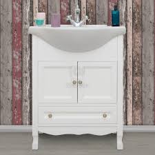 Mobile bagno gaia bianco con lavabo. Mobile Bagno Con Lavabo 65 Cm Shabby Chic In Legno Massiccio