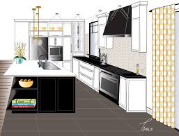 2 Point Perspective Contemporary Kitchen Final Rendering Kitchen Drawing Best Home Interior Design Interior Design Colleges