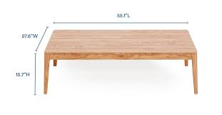 The standard height of a coffee table typically ranges from 16 to 18 inches, a size that pairs well with a standard sofa. Teak Outdoor Coffee Table Tapered Leg Outer