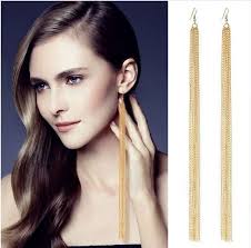 ZARA GOLD TASSEL Fringe XXL Extra Long massive Chain Drop Long Pierced  Earrings £3.99
