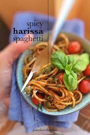 Easy Spicy Pasta With Harissa Paste Simple Tasty Good Recipe Spicy Pasta Vegetarian Recipes Easy Easy Pasta Recipes