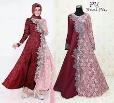 Model baju gamis brokat warna merah maroon warna model wanita. Maxi Priska Brokat Kombinasi Baloteli Baju Gamis Pesta Butik Jingga