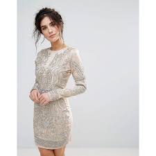 A Star Is Born Pearl Embellished Front Bodycon Dress 120 Liked On Polyvore Featurin Women Dress Sale Embellished Cocktail Dress Embroidered Cocktail Dress