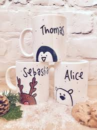 Personifizierter Weihnachtsbecher Heisser Schokoladenbecher Des Weihnachtsabends Pinguin Ru Diy Christmas Mugs Personalized Christmas Mugs Christmas Mugs