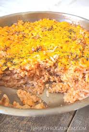 Drain off all grease except 1 tablespoon. Speedy Spanish Rice And Ground Beef Skillet Thrifty Frugal Mom