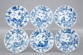 Where can i buy blue and white plates? A Set Of Six Chinese Blue And White Plates With Bird And Flowers Kangxi Ca 1700 Rob Michiels Auctions