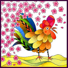 Printable 2021 new year bull coloring page. Lunar Year Of The Rooster Coloring Card Color Art