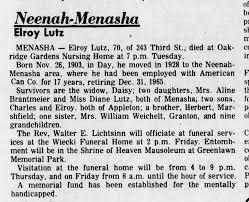 Elroy Roy Lutz Obit