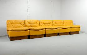Brighten your living room with a yellow leather sofa. Mid Century Deep Yellow Leather Modular Sofa Set From Dreipunkt 1970s For Sale At Pamono