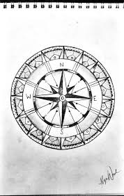 Black And White Compass Stencil Tattoo Compass Drawing Sketch Black And White Tattoo Compass Drawing Compass Art Vintage Compass Tattoo