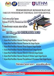 Sekiranya begitu, rebutlah peluang kemasukan ijazah sarjana muda pendidikan vokasional dengan kepujian fakulti pendidikan teknikal & vokasional universiti tun hussein onn malaysia (uthm). Fptv Uthm Home Facebook
