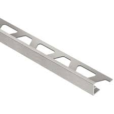 Ceramic and stone tiles are ideal floor coverings due to their durability and aesthetic appeal. Schluter Systems Jolly Brushed Nickel Anodized Aluminum 1 2 In X 8 Ft 2 1 2 In Metal Tile Edging Trim A125atgb The Home Depot Tile Edging Trim Metal Tile Edging Metal Edging