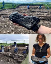 Archaeologists excavating the defensive “ankle-breaker” ditches at Magna  Fort uncovered a remarkable artifact: a 2,000-year-old giant shoe, perfectly  preserved in the oxygen-poor soil. The find immediately astonished the team.  The shoe measures