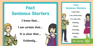 There are a variety of ways in. Fact Sentence Starters Display Poster Opinion Sentence Starters Posters