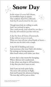 Snow Day Suzie Bitner Was Afraid Of The Drain Childrens Poems Poetry For Kids Winter Poems