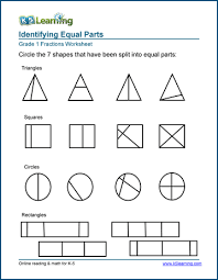 Students will get a better understanding of 3d shapes and how they differ from the 2d shapes. 1st Grade Fractions Math Worksheets K5 Learning