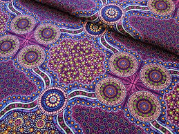 Beautiful Wild Bush Purple Flowers Aboriginal Print Australian Fabric Designed By Layla Campbel Aboriginal Fabric Indigenous Australian Art Purple Abstract