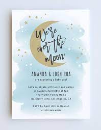 Over The Moon Baby Shower Invitations Moon Baby Shower Invitation Boy Baby Shower Invitations Printable Blue Baby Shower Invitations