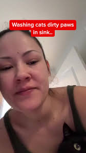 Washing cat's dirty paws in sink.. #Memezar (trezley.j via Collab)