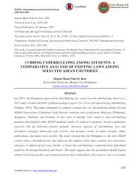 Lohmann's position regarding getting to the root cognitive cause of the problem is a valid one. Pdf Curbing Cyberbullying Among Students A Comparative Analysis Of Existing Laws Among Selected Asean Countries