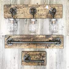 Rustic Distressed Bathroom Set Mason Jar Light Rustic Vanity Etsy Rustic Bathroom Lighting Rustic Vanity Lights Industrial Bathroom Decor