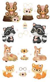 Forest Animal Watercolor Digital Clipart Woodland Creatures Etsy Animal Clipart Watercolor Animals Forest Animals Illustration